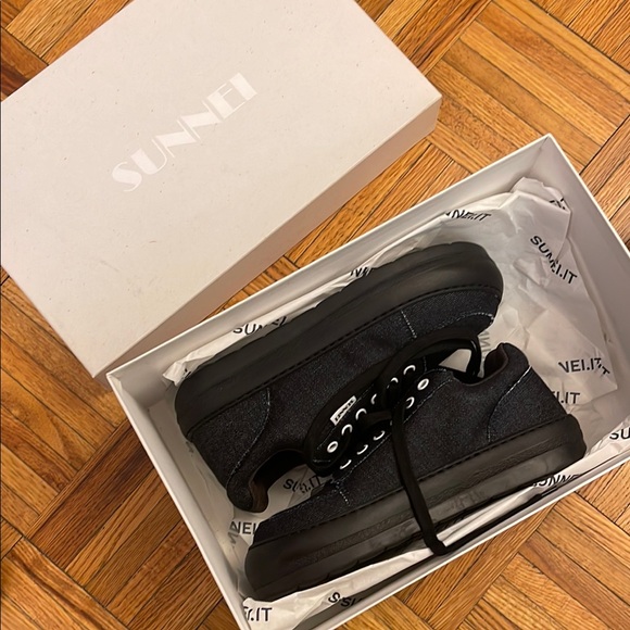Sunnei Black Denim Lace Up Sneakers - Picture 2 of 5